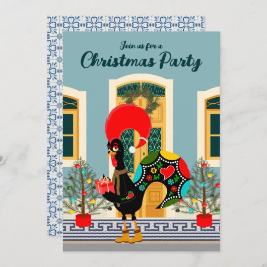 ポルトガル語クリスマスハウスパーティーとオンドスター 招待状 (正面/裏面)