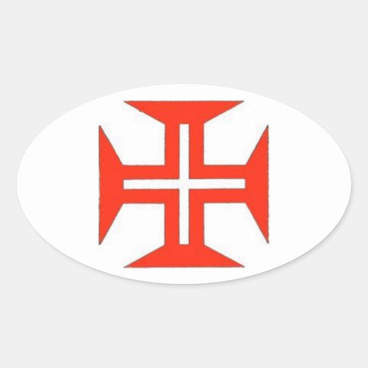 ポルトガル語クロスオーバルステッカー 楕円形シール (正面)