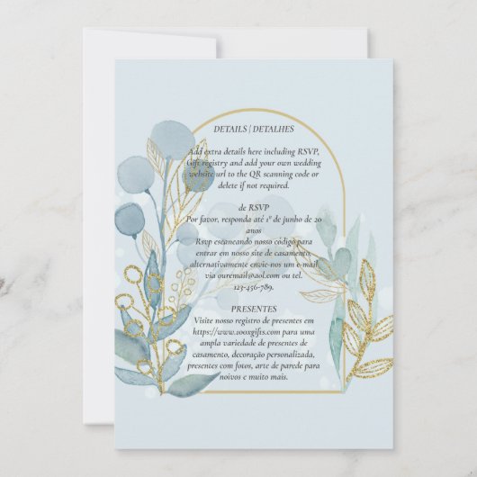 ポルトガル語コンヴェライトデカサメントオウロアズールクラロポルトガル 招待状 (裏面)