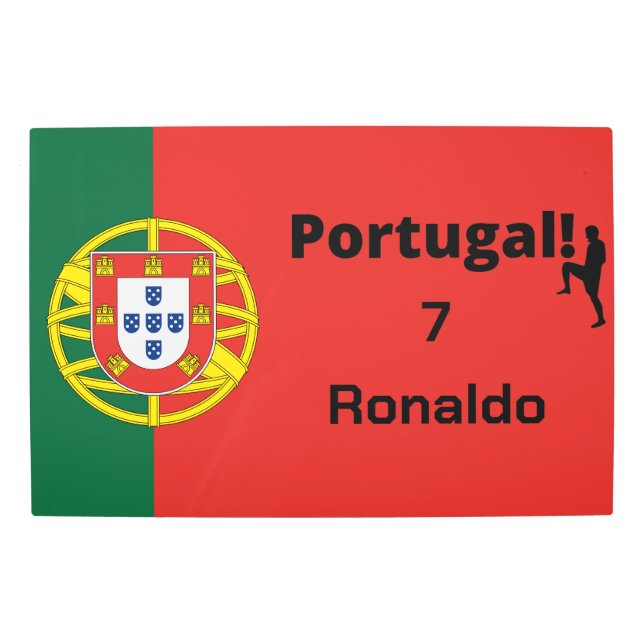 ポルトガル語サッカー選手のカスタマイズ メタルプリント (正面)