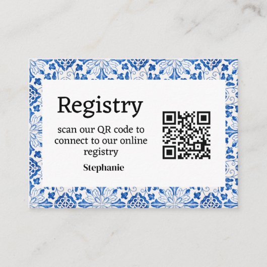 ポルトガル語タイルブライダルシャワーレジストリエンクロージャ エンクロージャーカード (正面)