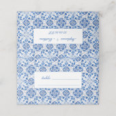 ポルトガル語タイルブルーフローラ結婚ズ プレイスカード (外部開封)