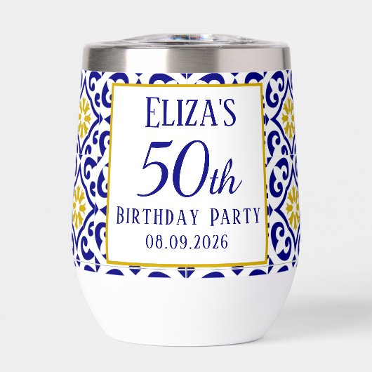 ポルトガル語タイルブルー50誕生日 地中海の (正面)