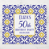 ポルトガル語タイルブルー50誕生日 地中海の ビールラベル (シングルラベル)