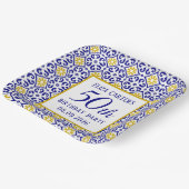 ポルトガル語タイルブルー50誕生日 地中海の ペーパープレート (傾斜あり)