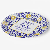 ポルトガル語タイルブルー50誕生日 地中海の ペーパープレート (アングル)