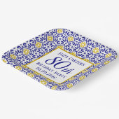 ポルトガル語タイルブルー80誕生日 地中海の ペーパープレート (傾斜あり)