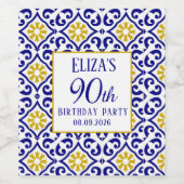 ポルトガル語タイルブルー90誕生日 地中海の ワインラベル (シングルラベル)