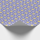 ポルトガル語タイル地中海のブルーフローラ ラッピングペーパー (角)