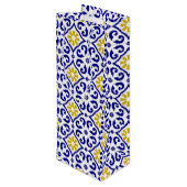 ポルトガル語タイル地中海のブルーフローラ ワインギフトバッグ (裏面アングル)