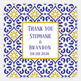 ポルトガル語タイル地中海のブ結婚ルー スクエアシール