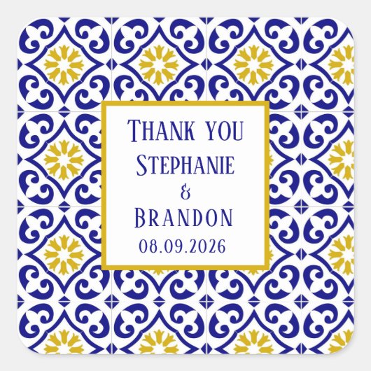 ポルトガル語タイル地中海のブ結婚ルー スクエアシール (正面)