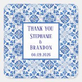 ポルトガル語タイル地中海のブ結婚ルー スクエアシール (正面)