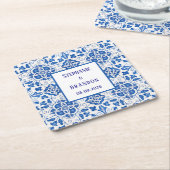 ポルトガル語タイル地中海のブ結婚ルー スクエアペーパーコースター (アングル)