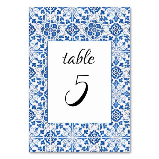 ポルトガル語タイル地中海のブ結婚ルー テーブルナンバー (正面)