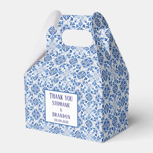 ポルトガル語タイル地中海のブ結婚ルー フェイバーボックス (正面サイド)