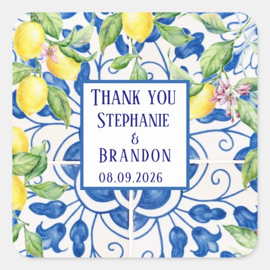 ポルトガル語タイル地中海のル結婚モン スクエアシール (正面)