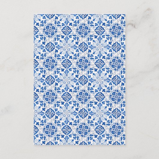 ポルトガル語タイル結婚ブルーの宿泊施設 エンクロージャーカード (裏面)