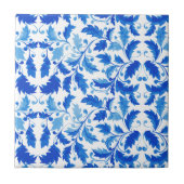 ポルトガル語タイル青い花と葉 タイル (正面)