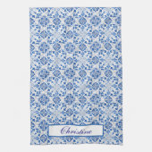 ポルトガル語タイル青地中海のフローラ キッチンタオル (縦)