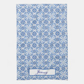 ポルトガル語タイル青地中海のフローラ キッチンタオル (縦)