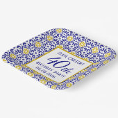 ポルトガル語タイル青40歳の誕生日地中海の ペーパープレート (傾斜あり)