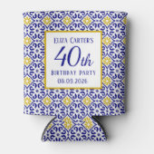 ポルトガル語タイル青40歳の誕生日地中海の 缶クーラー (正面)