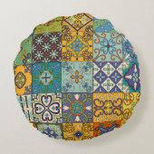 ポルトガル語タラベラタイルデザイン ラウンドクッション (裏面)