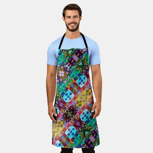 ポルトガル語デザイン エプロン (着用した状態)