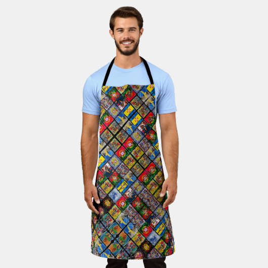 ポルトガル語フォークアートデザイン エプロン (着用した状態)