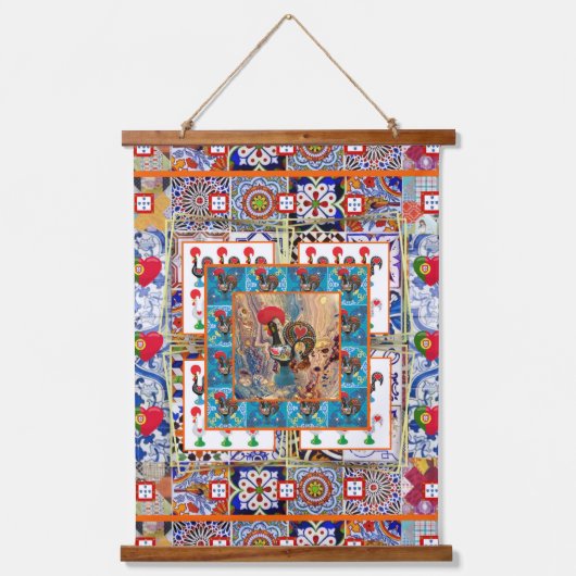 ポルトガル語フォークアートデザイン 吊り下げ型タペストリー (正面3)