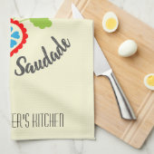 ポルトガル語フォークハートとサウダード語 キッチンタオル (四つ折り)