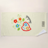 ポルトガル語フォークハートとサウダード語 ビーチタオル (正面)