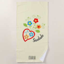 ポルトガル語フォークハートとサウダード語 ビーチタオル