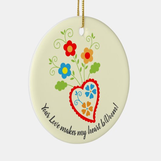 ポルトガル語フォークハートと単語saudade セラミックオーナメント (右)