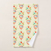 ポルトガル語フォークハートパターン バスタオルセット (ハンドタオル)