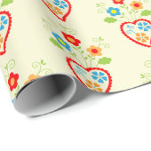 ポルトガル語フォークハートパターン ラッピングペーパー (ロールコーナー)