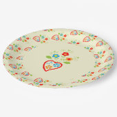 ポルトガル語フォークロマンチックハート ペーパープレート (アングル)