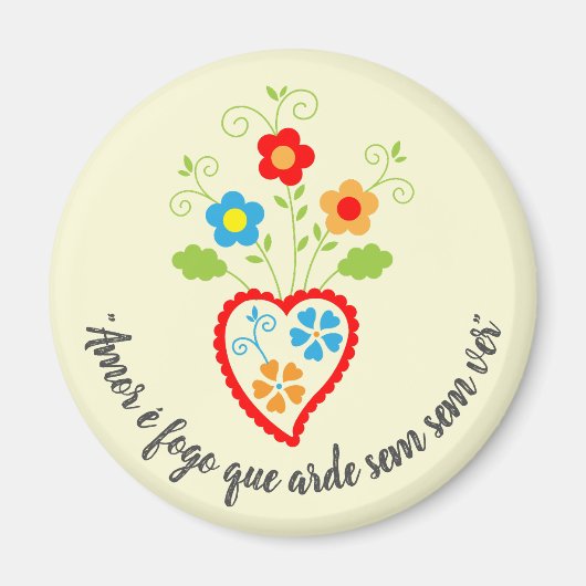 ポルトガル語フォークロマンハートとカモエス詩 マグネット (正面)