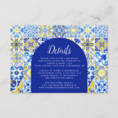 ポルトガル語ブルーイエローホワイトタイル結婚アーチ エンクロージャーカード (正面)