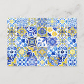 ポルトガル語ブルーイエローホワイトタイル結婚アーチ エンクロージャーカード (裏面)