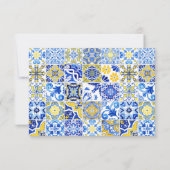ポルトガル語ブルーイエローホワイトタイル結婚アーチ 出欠カード (裏面)