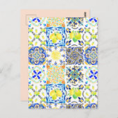 ポルトガル語マジョリカアズレジョ地中海のレモン ポストカード (正面/裏面)