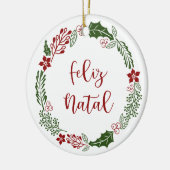 ポルトガル語メリークリスマスリースフェリーズ・ナタール セラミックオーナメント (左)