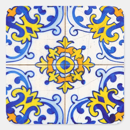 ポルトガル語モザイクアズレジョアートタイル スクエアシール (正面)