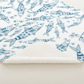 ポルトガル語リスボンイワシ模様アズレヨス白 シェルパブランケット (3/4)