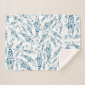 ポルトガル語リスボンイワシ模様アズレヨス白 シェルパブランケット (正面(横))