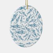 ポルトガル語リスボンイワシ模様アズレヨス白 セラミックオーナメント (右)