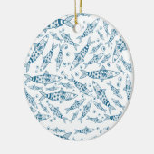 ポルトガル語リスボンイワシ模様アズレヨス白 セラミックオーナメント (左)