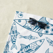 ポルトガル語リスボンイワシ模様アズレヨス白 ビーチタオル (インサイチュ)